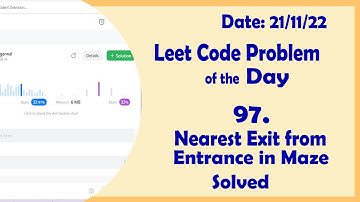 1926 || Nearest Exit from Entrance in Maze || Leetcode Daily Challenge