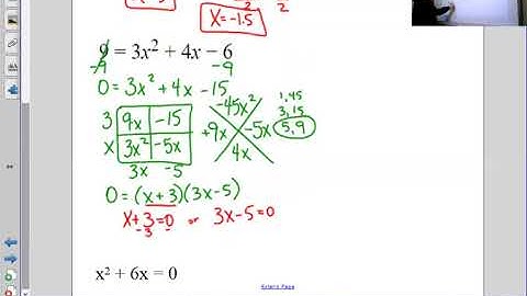 Algebra 9.1.1 - Solving Using Zero Product Property (review)