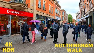 Take a virtual walking tour of Nottingham's historic streets on a windy day   in 4K HDR