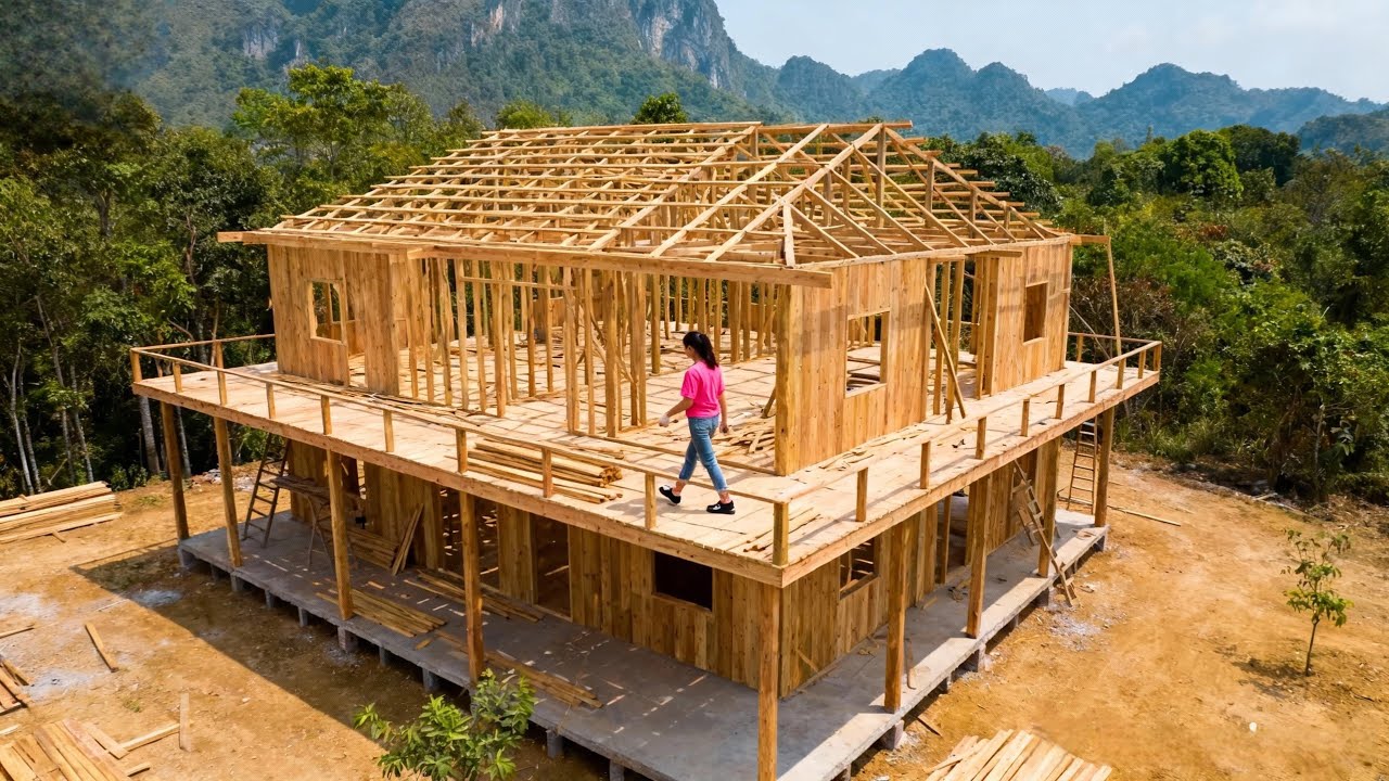 The young woman spent 219 days building a wooden house that could last for 1,000 years