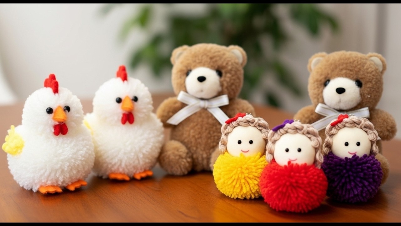 3 Pom pom keychains that look amazing🤩 3 DIY Yarn Crafts/Handmade cute keychains with Yarn