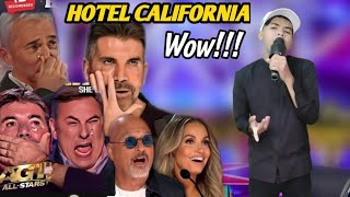 All the judges cry hysterically |When they heard the song Hotel California with Extraordinary voice