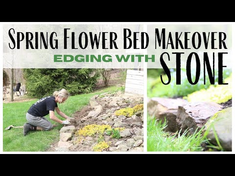 Flowerbed Edging 🌸🌿 Rock Garden Makeover ~ Stonescaping ~ Spring Garden Makeover ~ Edging with Rocks