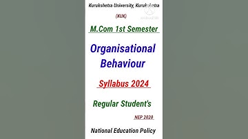 Organisational Behaviour Syllabus #shorts #kuk