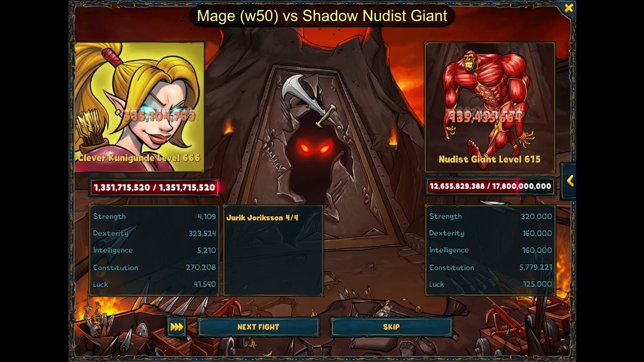 Shakes & Fidget - Mage lvl 666 (w50 - f24) vs Shadow Nudist Giant