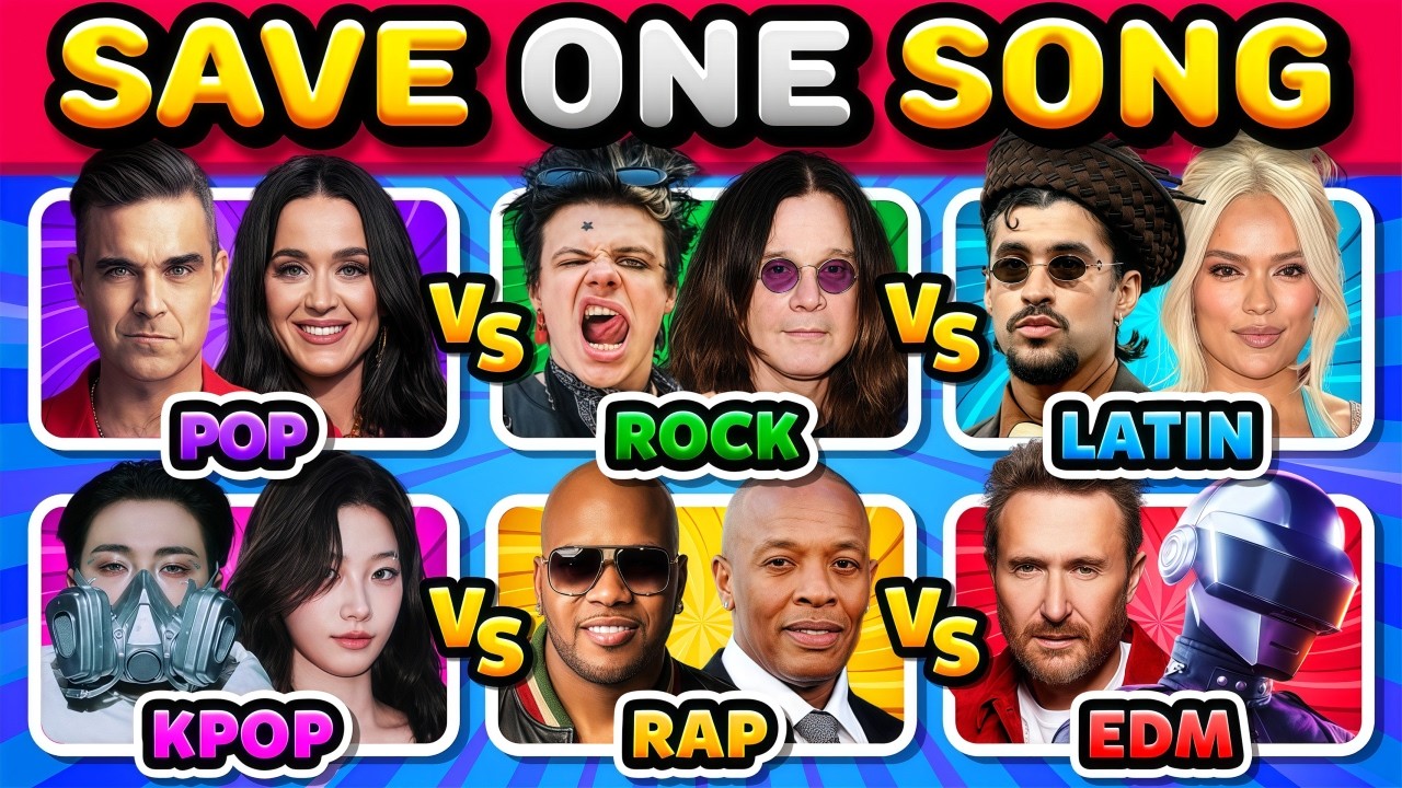 Save One Song: POP vs ROCK vs LATIN vs KPOP vs RAP vs EDM | Music Quiz 2026