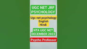 NTA UGC NET DECEMBER 2023| net psychology hindi medium ugc net jrf 2023 december| Psycho professor