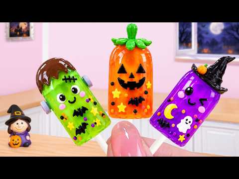 Miniature Spooky Popsicles & Rainbow Jelly 🍭Halloween Tiny Treats 🎃Mini Cakes