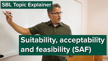 SBL Topic Explainer: Suitability, Acceptability & Feasibility (SAF)