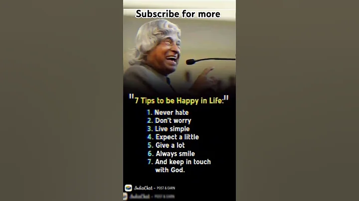 7 tips to be happy in life:apj abdul kalam sir quotes #shortsfeed #youtubeshorts #ytshorts #ytviral