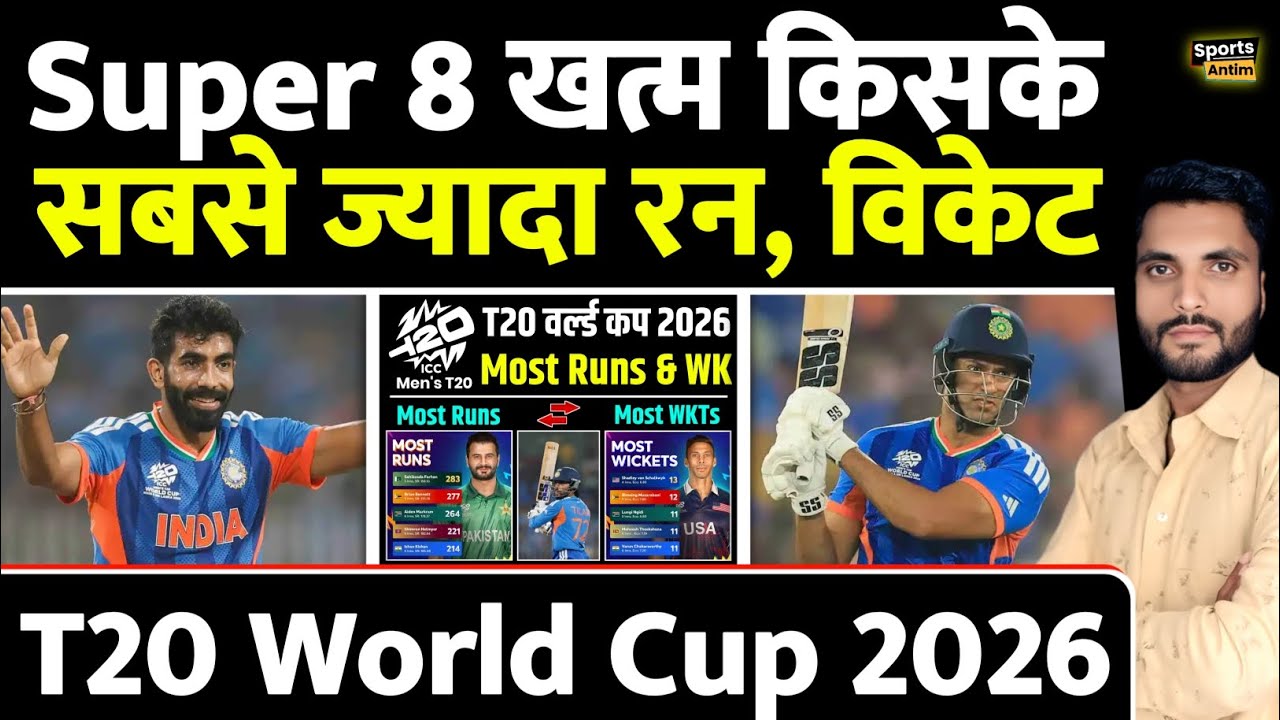 Super 8 के बाद किसके सबसे ज्यादा रन & विकेट | Most Runs Most Wickets in T20 World Cup 2026 |