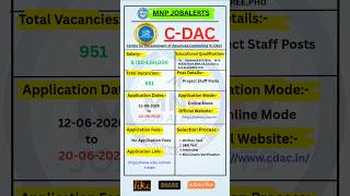 C DAC Recruitment 2026 | New Vacancy 2026 | mnpjobalerts #shorts #job