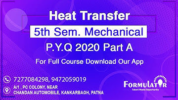 Heat Transfer P.Y.Q-2020 Part-A #AKU #5th #Semester #Formulator #Mechanical Engineering