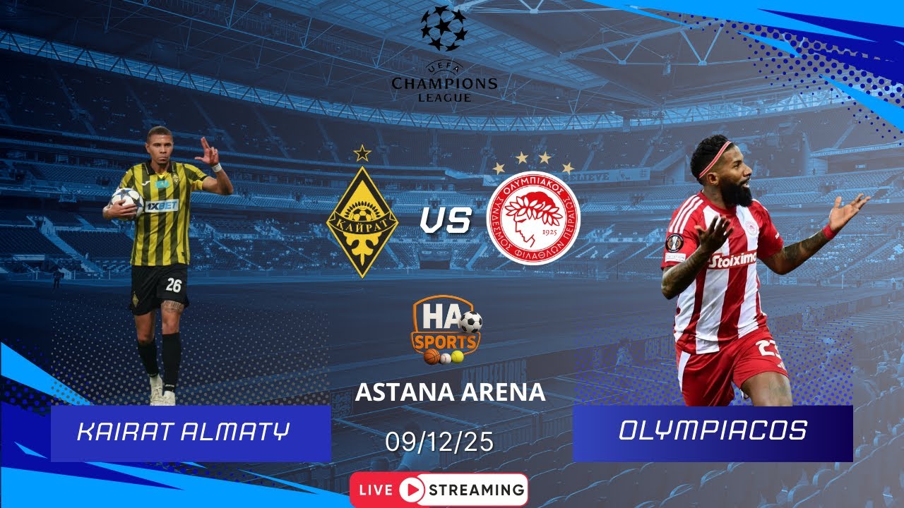 🔴 AO VIVO | KAIRAT x OLYMPIACOS– 6ª RODADA CHAMPIONS LEAGUE! 🏆 - YouTube