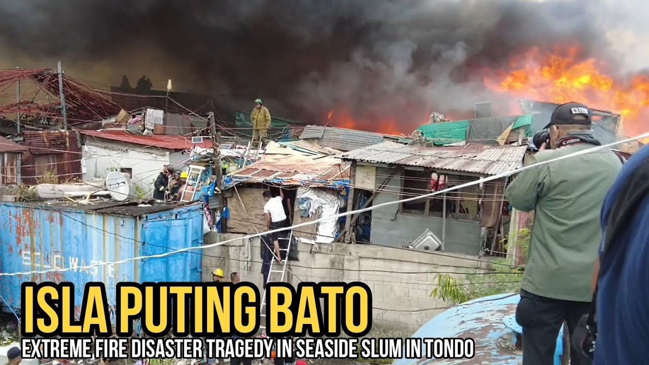 Over the top view while Fire Hits almost 1000 houses in ISLA PUTING BATO TONDO,MANILA[4K]