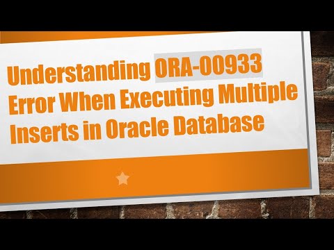 Understanding ORA-00933 Error
