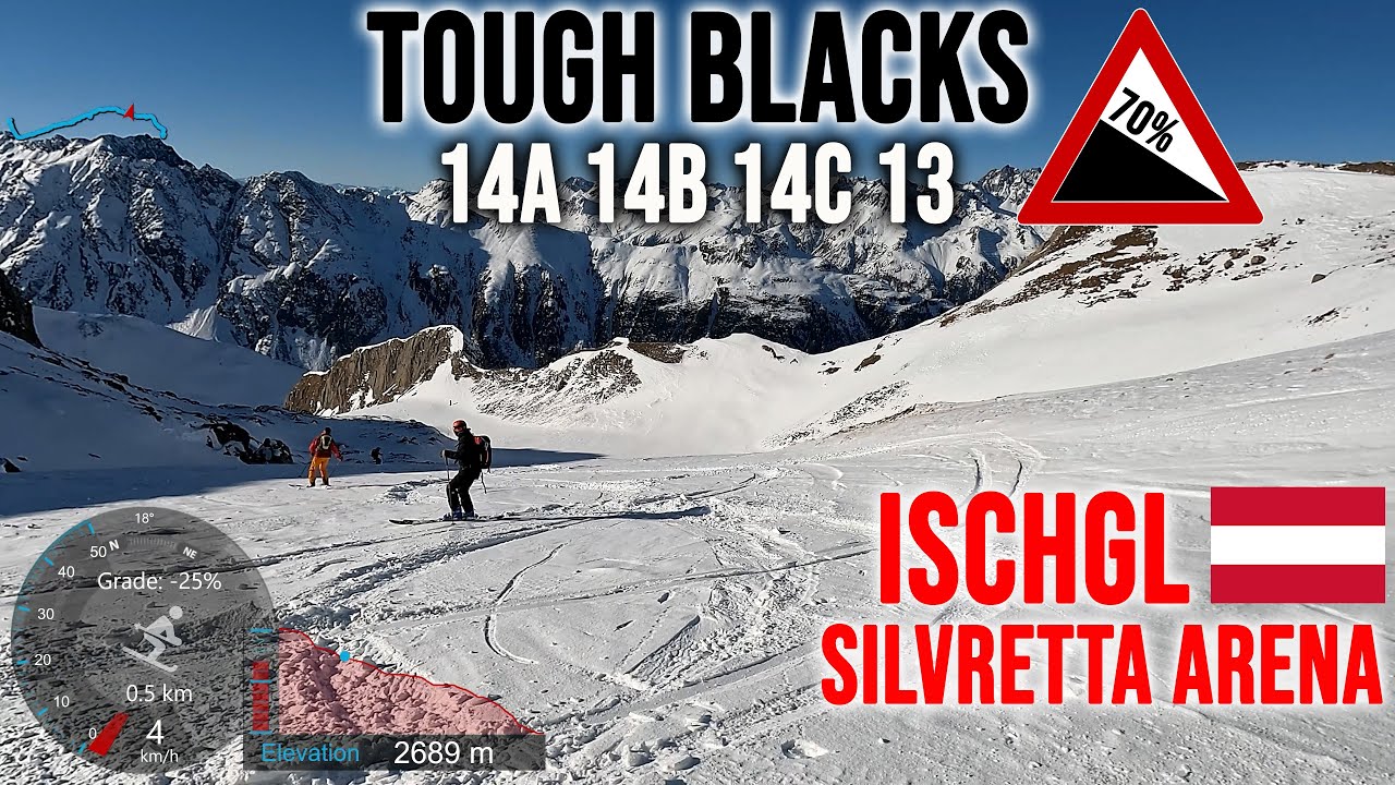 [4K] Skiing Ischgl, Tough Blacks - 70% 14a 14b 14c and 13, Silvretta Arena Austria, GoPro HERO13