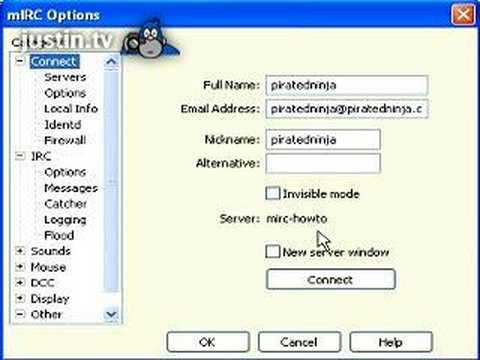 How to set up mIRC to work with justin.tv