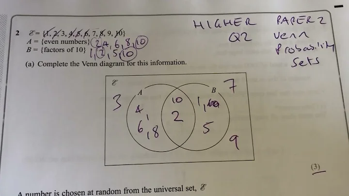Maths GCSE Higher Paper 2 Q2 Venn Probability
