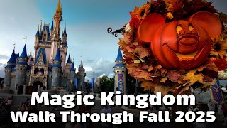 Magic Kingdom Fall Walkthrough 2025 | Disney World Halloween Decorations Tour | 4K