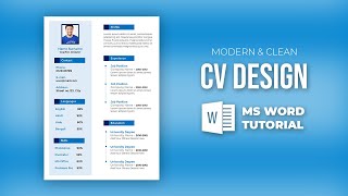 Resume Design in MS Word | Microsoft Word CV Design Tutorial