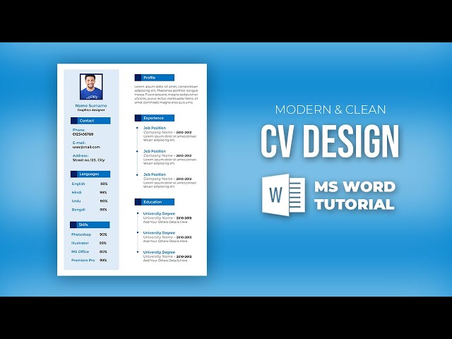 Resume Design in MS Word | Microsoft Word CV Design Tutorial class=