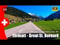 Driving in Switzerland 4K - Great St Bernard Pass | Aosta Valley