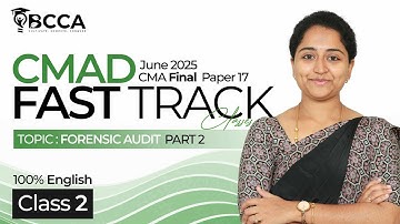 CMA FINAL COST AND MANAGEMENT AUDIT | FAST TRACK BATCH CLASS 2 | BY CMA PARVATHI MAM