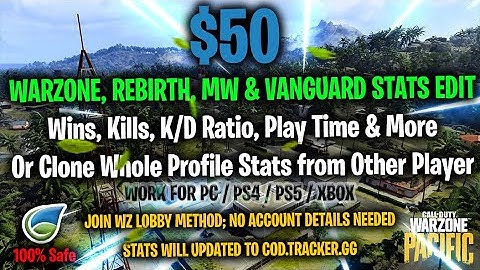 $50 Warzone, Rebirth, MW & Vanguard Stats Edit / Clone Stats Profile - KDR / Kills / Wins and More