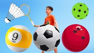 Sport ball song with Soccer ball, Badminton, Bowling, Billiard, Pickle ball | Sport song | Kids Song