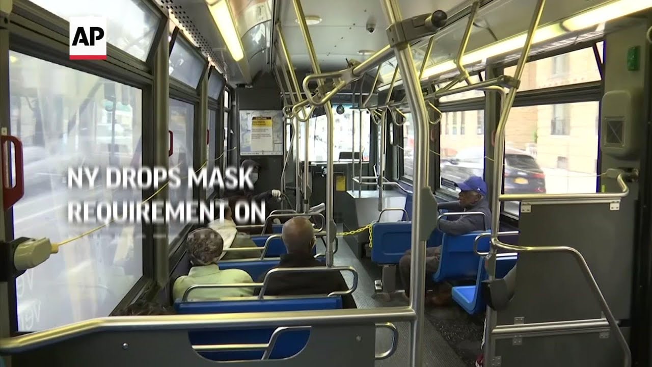 NY drops mask requirement on public transit - YouTube