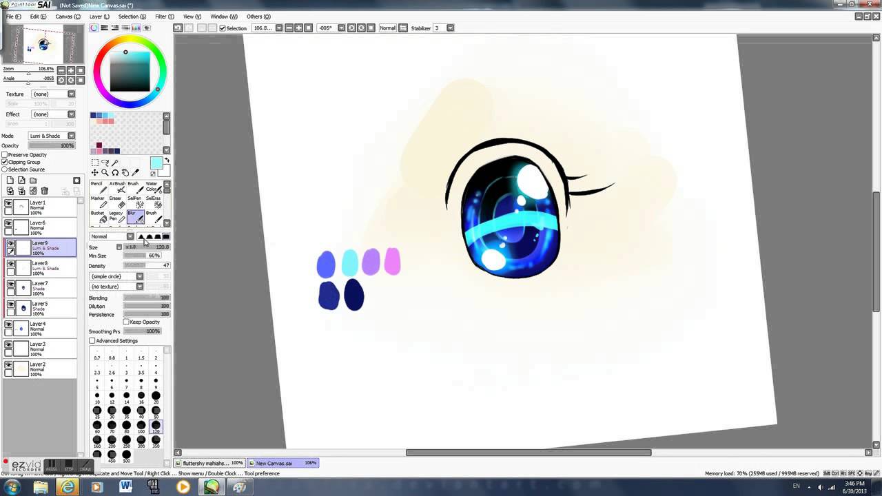 Eye tutorial SAI paint tool anime - YouTube