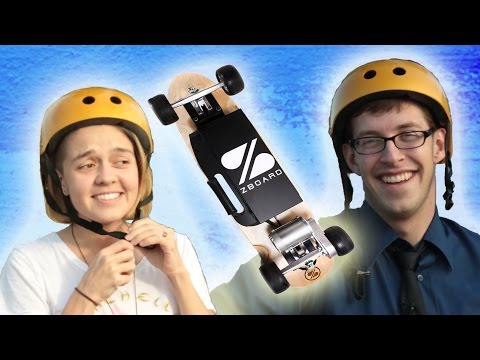 People Ride An Electric Skateboard