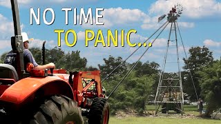 Vintage Aermotor Windmill Restoration Ep 7: Windmill Raising and Tower Top Inspection