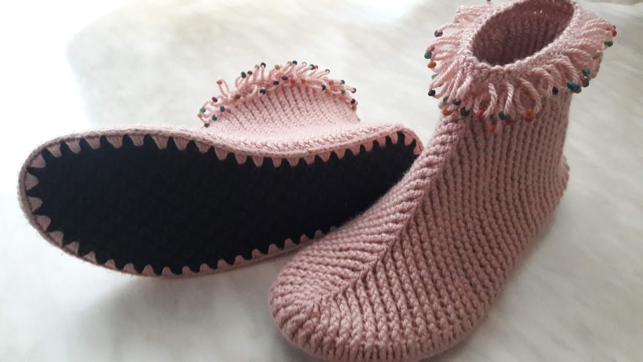 BONCUKLU EV BOTU YAPIMI (38-39 NUMARA KEÇE TABANLI)