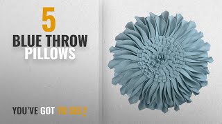 Top 10 Blue Throw Pillows [2018]: JW Handmade 3D Sun Flowers Accent Pillows Round Cushions for Home