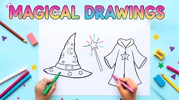 Draw and Color a Wizard’s Cloak, Magic Wand and Hat | Easy Drawing for Kids | Kiko Draws and Colors