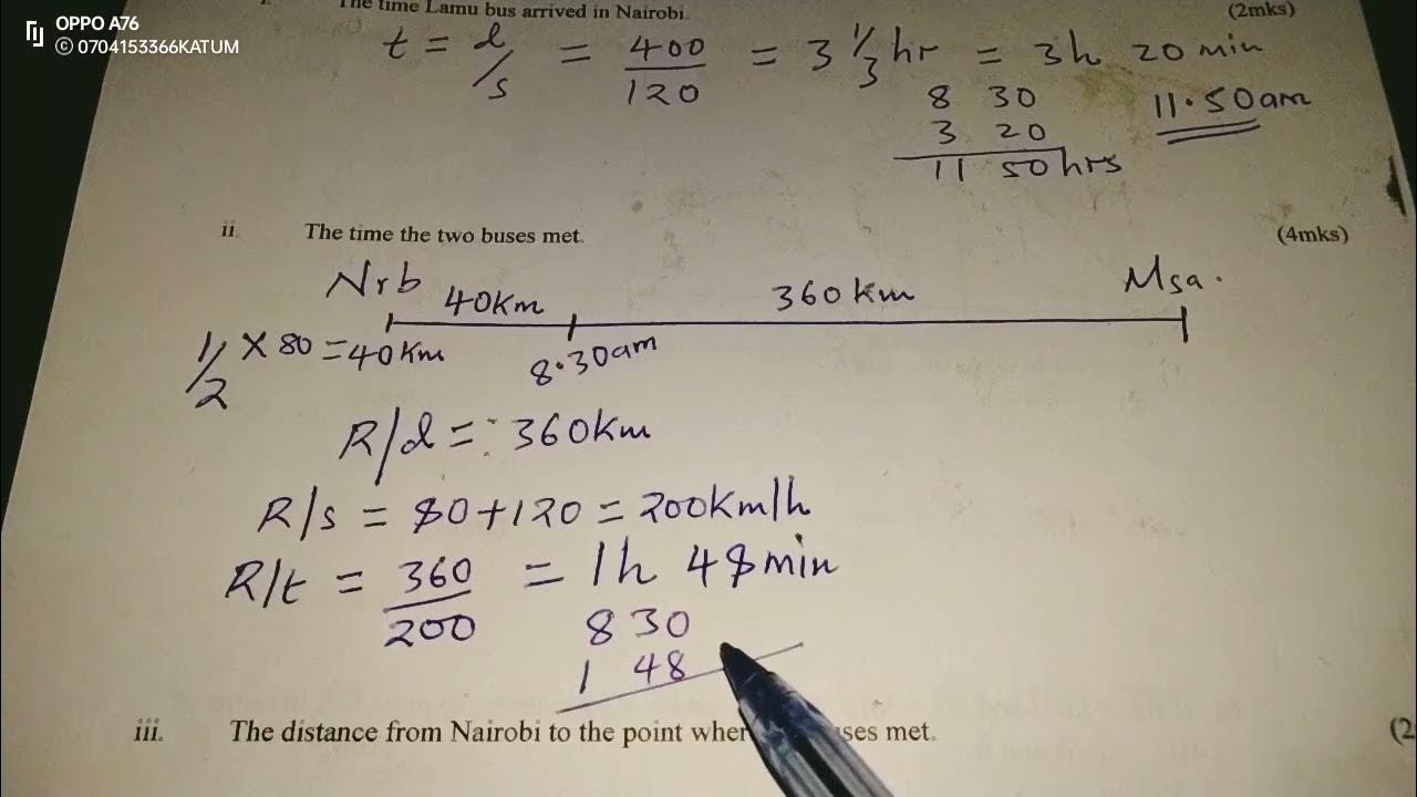 KCSE MATHS PAPER 1 LINEAR MOTION (RELATIVE SPEED) YouTube