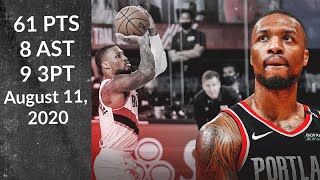 Damian Lillard 61 PTS 5 REBS 8 AST | EVERY BUCKET| Blazers vs Mavs | Full Highlights 8\/11\/20