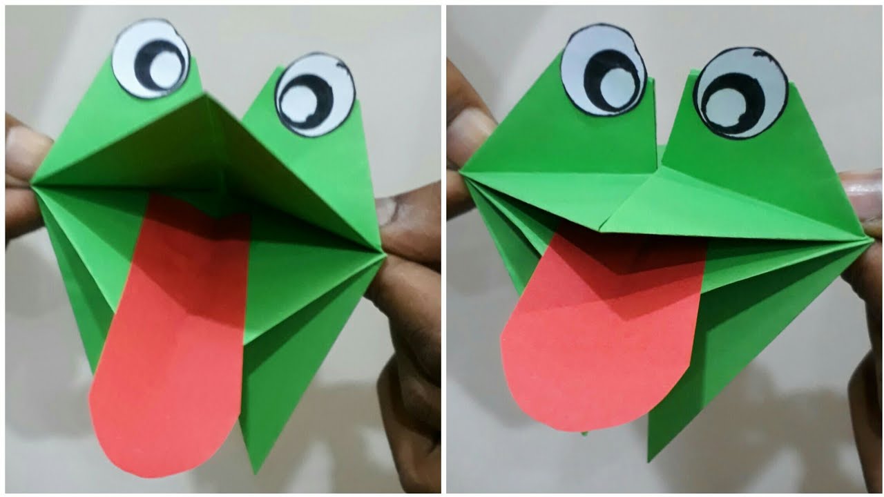 How to Make Moving Paper Frog Toy Origami Croaking Frog Paper Toy