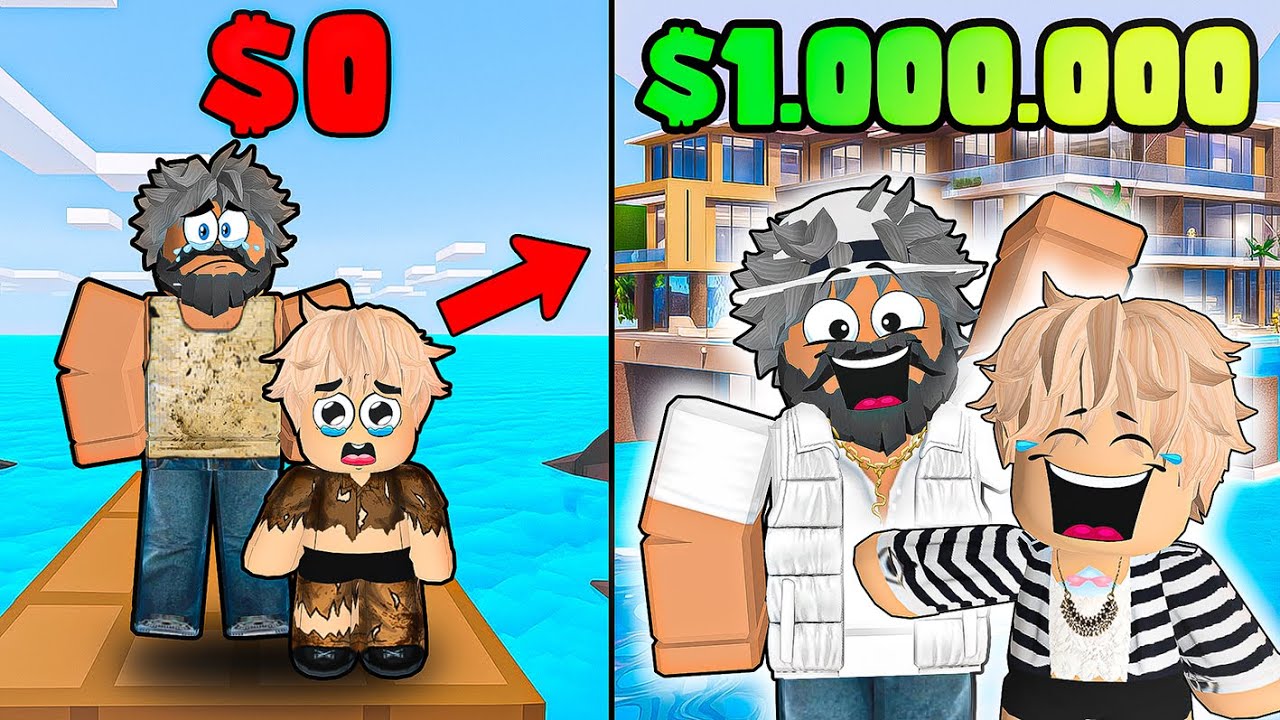 AKU DAN@Bobarose19 TERJEBAK DI TENGAH LAUT DAN DIKELILINGI OLEH HIU ! RAFT TYCOON ROBLOX INDONESIA