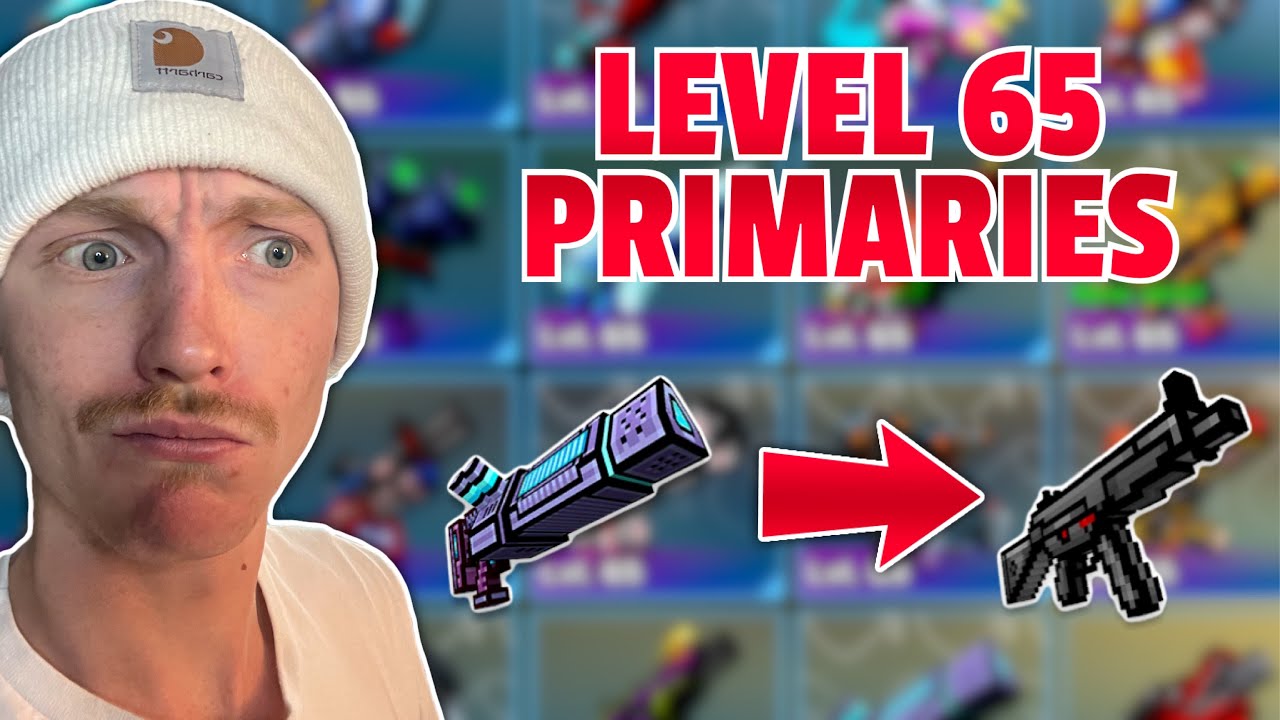 Using ALL of my LEVEL 65 PRIMARIES in Pixel Gun 3D! [Part 1]