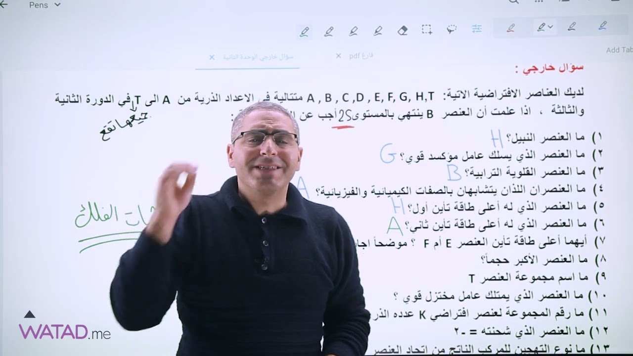 سؤال خارجي  يشمل دروس الوحدة الثانية في مادة الكيمياء - أ. محمد دحدول - توجيهي 2007 فلسطين