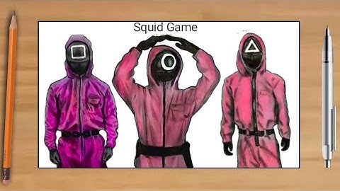 How to draw three Squid Game Guard worker | Guard worker (Pink Guard) | Squid Game season 3 drawing
