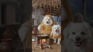 Rainy Village Life 🌧️ Dog Making Chai &amp; Pakoda on Chulha 🐶☕#fyp #trending #ytshorts #rainasmr #viral