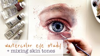 How to mix skin tones in watercolor + EYE PAINTING (tutorial)