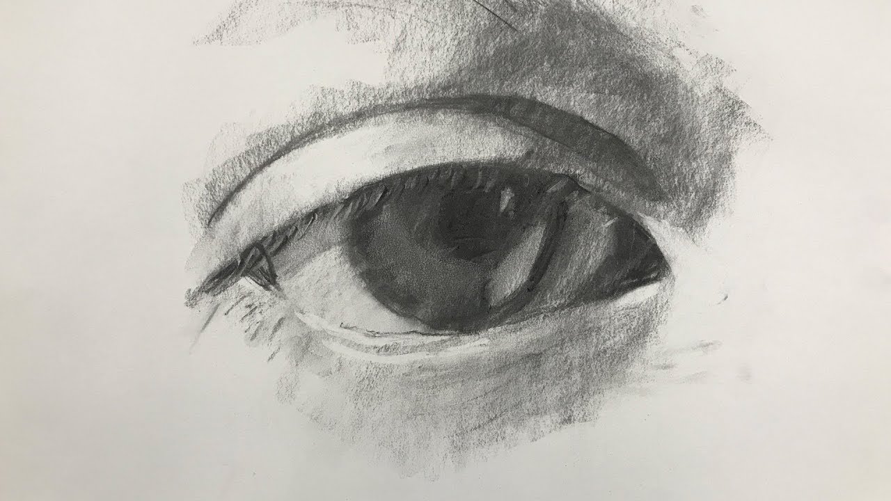 Charcoal Drawing of an Eye for Beginners Step by Step - YouTube