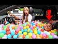 BALL PIT PRANK IN MY MOM'S CAR!!