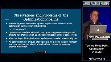 2016 LLVM Developers’ Meeting: N. Wilson "Toward Fixed-Point Optimization in LLVM"