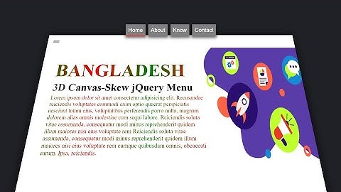 3D-Off-canvas Skew Menu with jQuery | jQuery Menu Design bangla 2023
